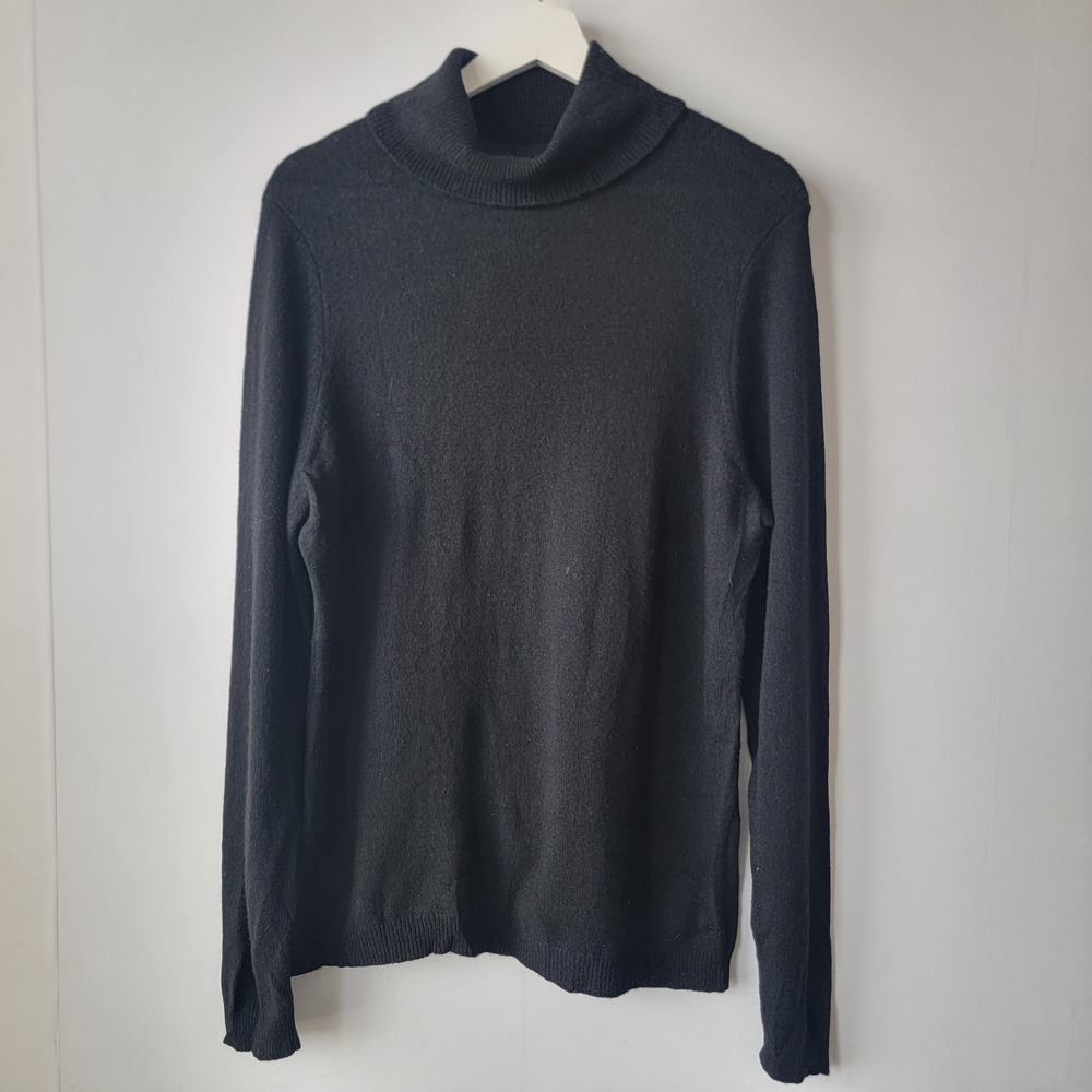 charter club women's 100% cashmere turtleneck sweater size L long sleeve black‎